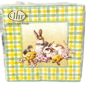 IHR Vtg Easter Cocktail Napkins 3 Ply 3 Packs 60 Ct Total Bunny Chicks Gingham